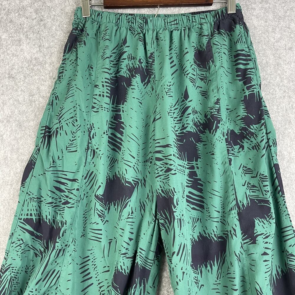 Kleen Parachute Pants Womens Medium Green Palm Print Pull On Cropped Tropical - Picture 2 of 11